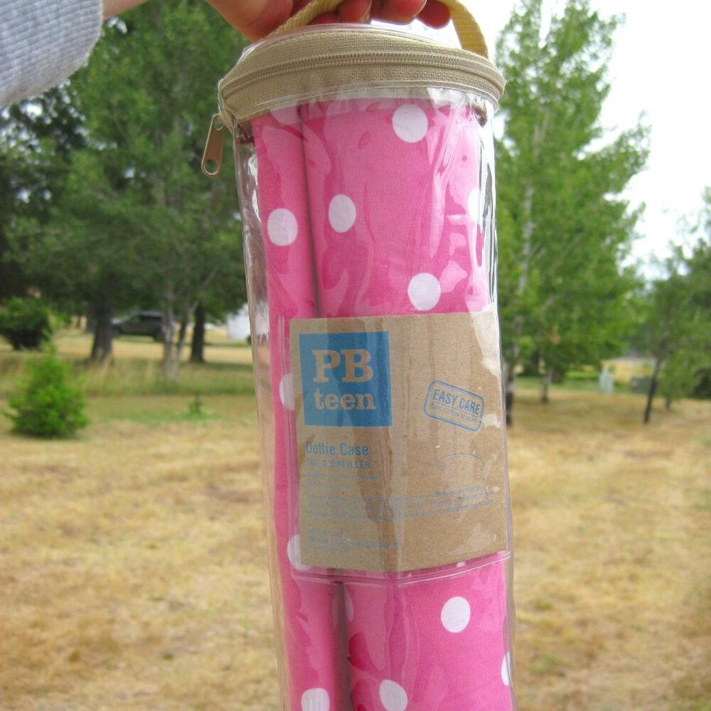 Pottery Barn Teen DOTTIE CASE 2 Pink & White Polka Dot Pillowcases Standard NEW